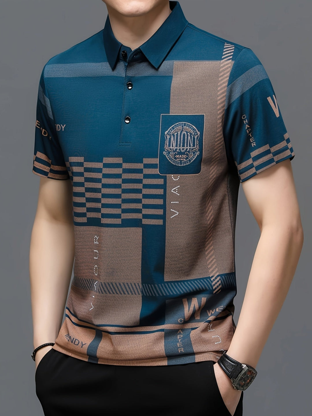 Colorblock Polo Shirt for Men, Refined Style