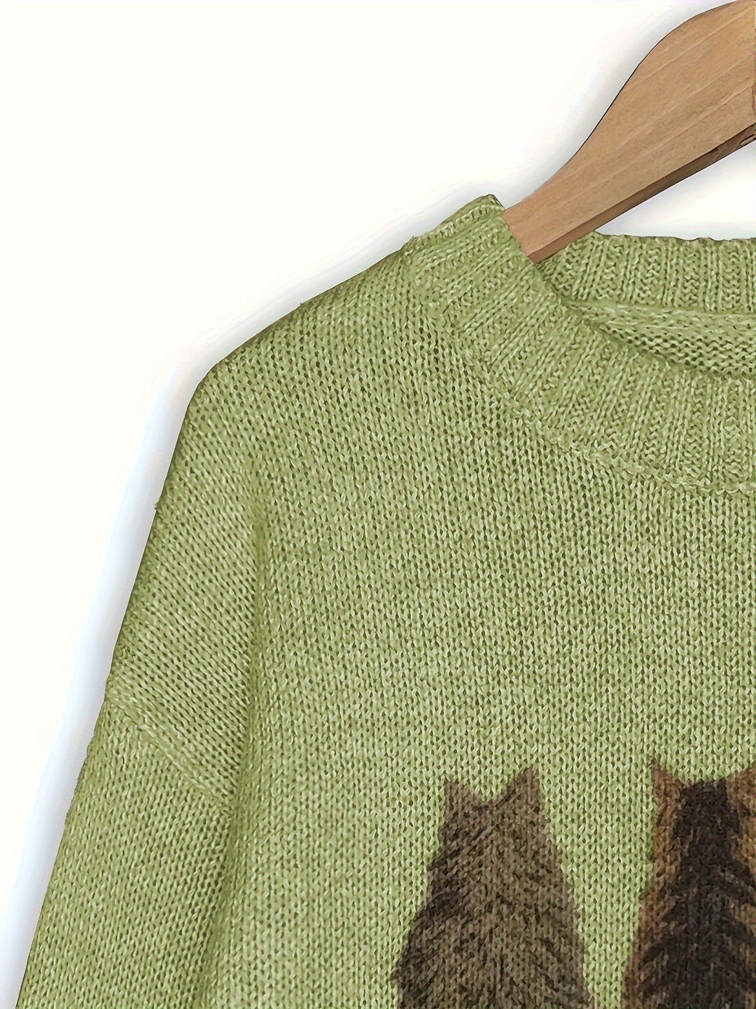 Cat-Print Sweater for Women, Cozy Style