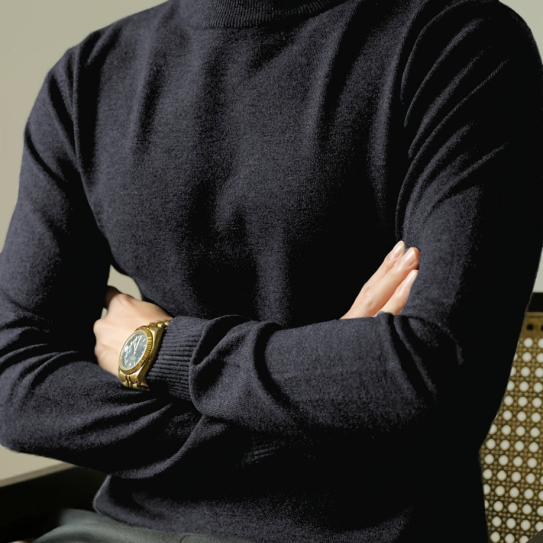 High-Neck Sweater for Men, Refined Style