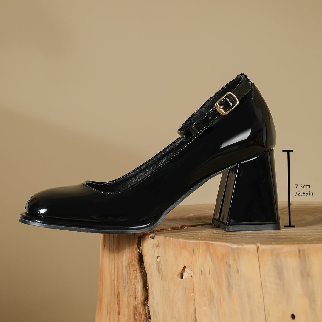 Shiny Patent Strap Heels for Women, Classic Style