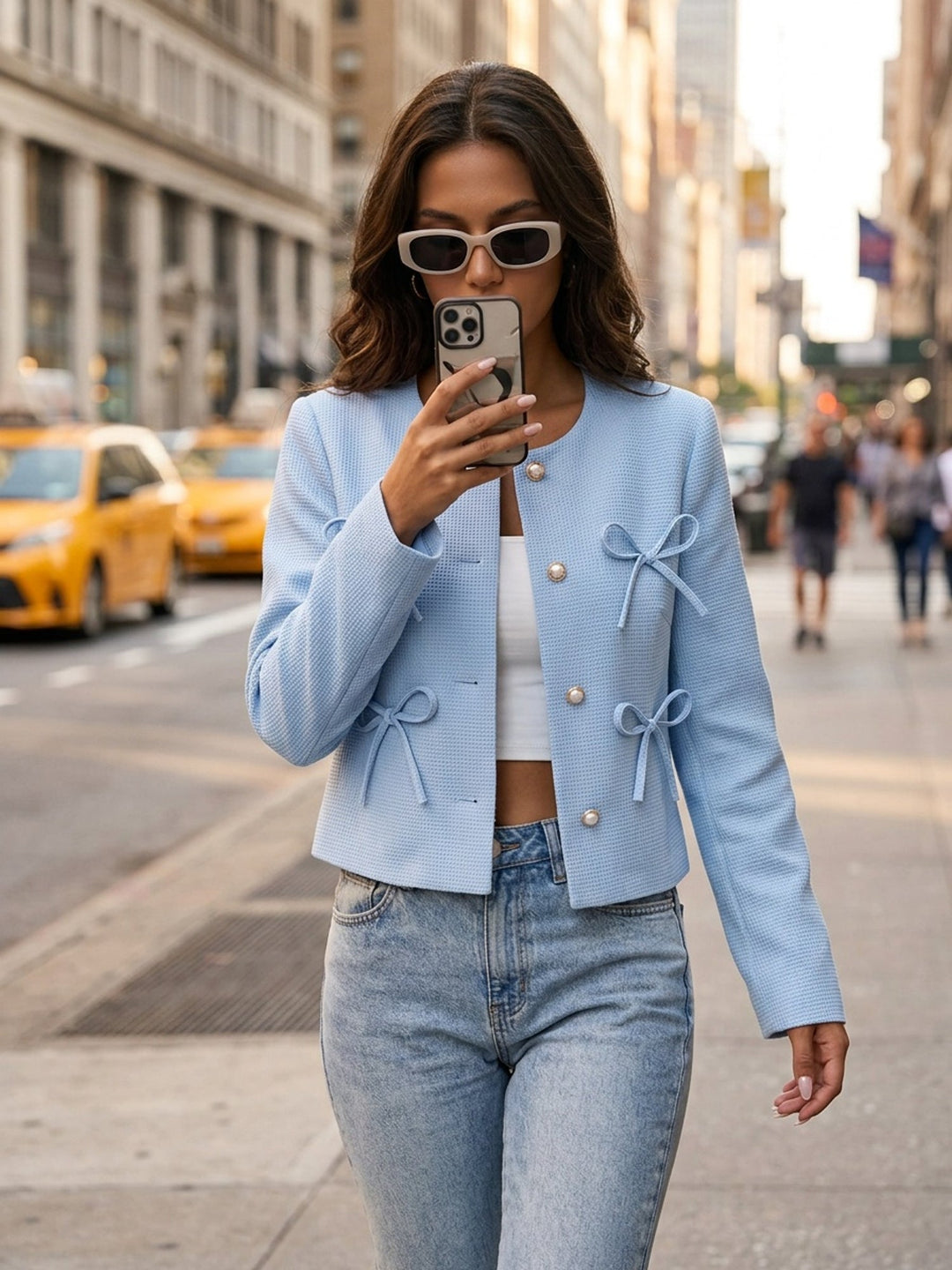 Bow-Detail Cropped Jacket for Women