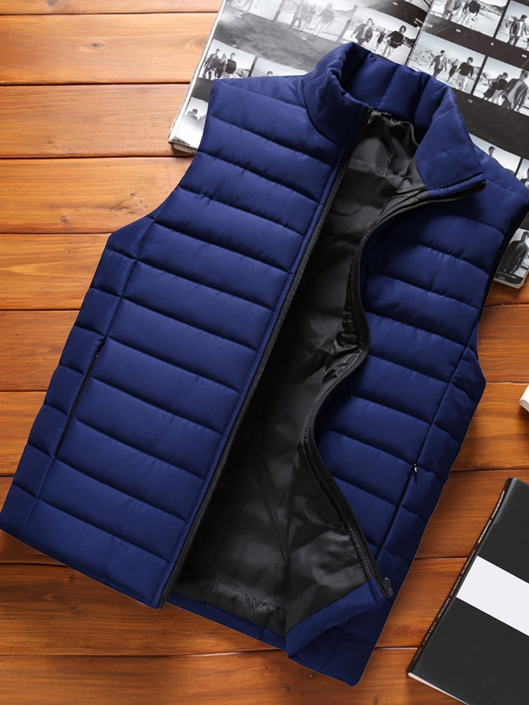 Quilted Stand-Collar Vest for Men, Plus Size