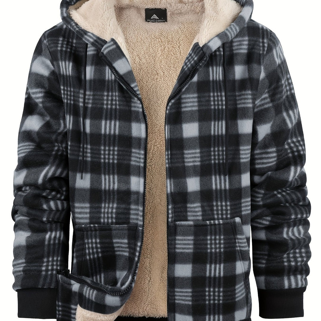 Hooded Zip-Up Jacket, Men's Cozy Fit