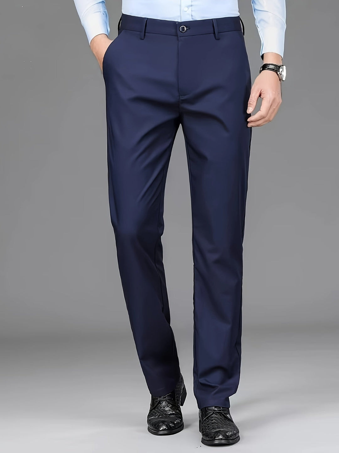 Straight-Leg Trousers, Men's Tailored Fit, Black