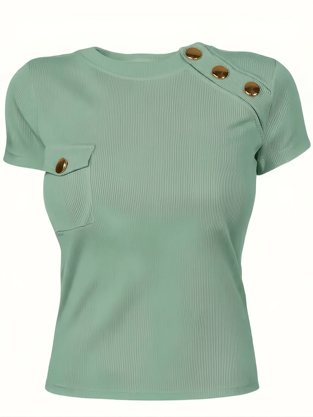 Button-Accent Short-Sleeve T-Shirt for Women