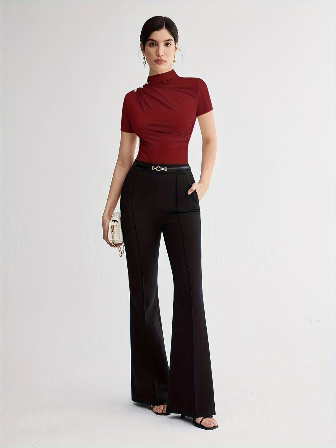 Mock Neck Short-Sleeve Top for Women