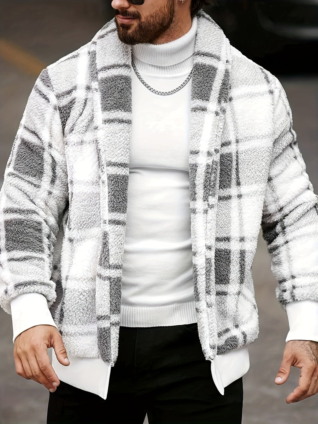 Checked Jacket for Men, Cozy Style
