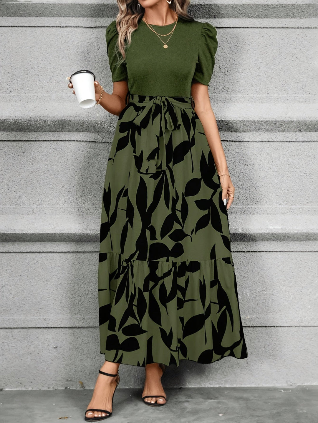 Ladies Printed Tiered Maxi Dress