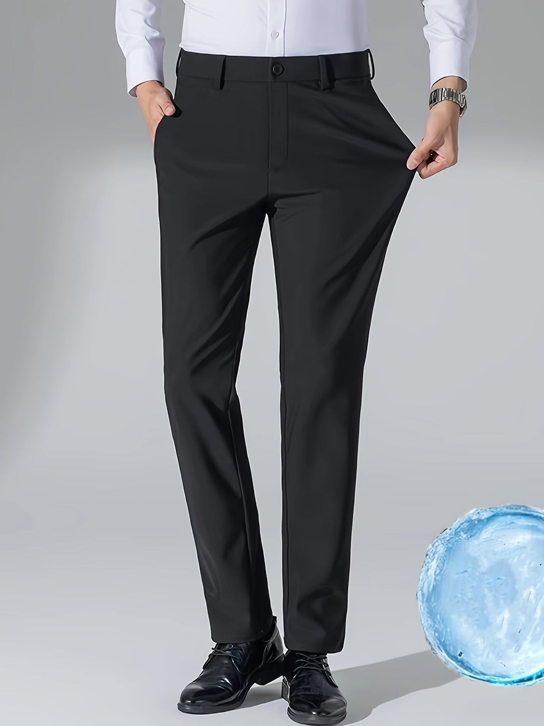 Straight-Leg Trousers, Men's Tailored Fit, Black