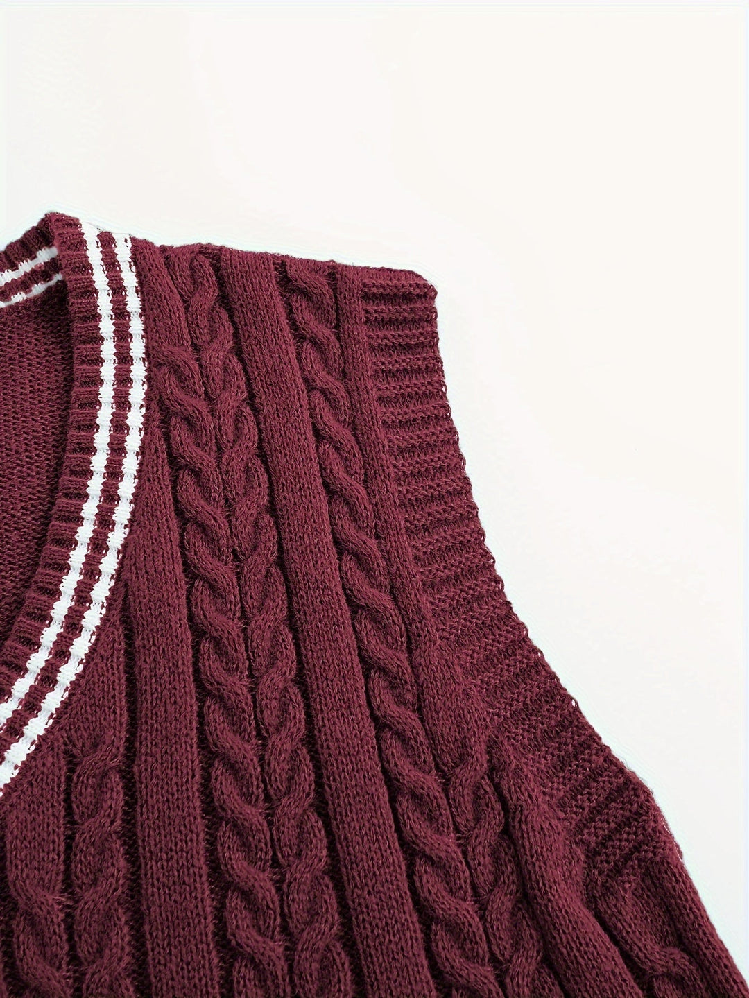 Cable-Knit V-Neck Sweater Vest for Men, Dark Gray