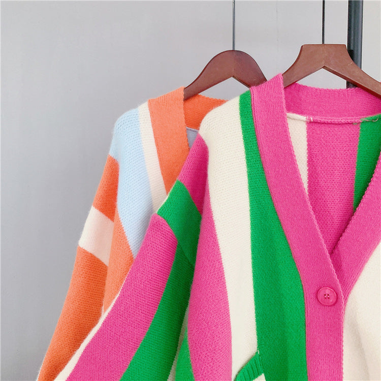 Women's Cardigan – Orange, Rose Red
