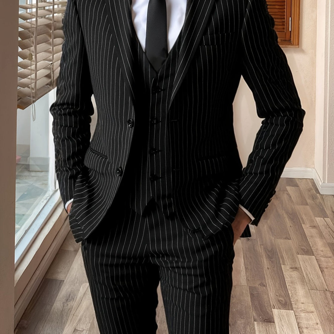Pinstripe Three-Piece Suit for Men, Plus Size