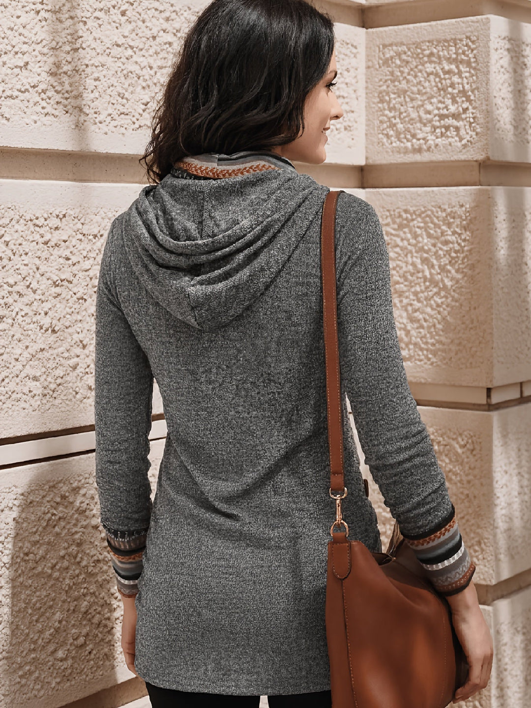 Women's Cowl-Neck Patterned Button Top