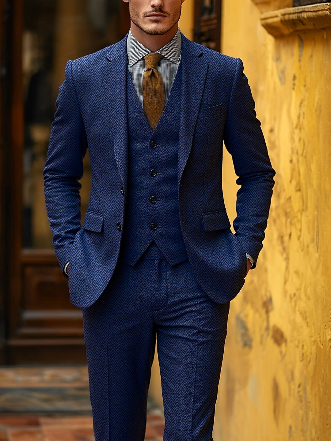 Refined Three-Piece Suit for Men, Plus Size