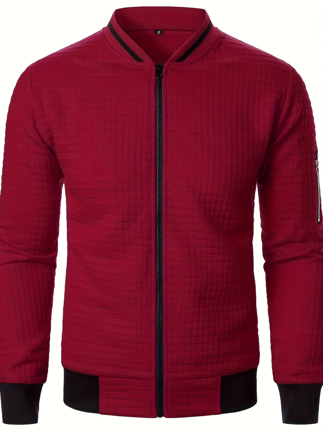 Textured Zip-Up Bomber Jacket for Men, Plus Size