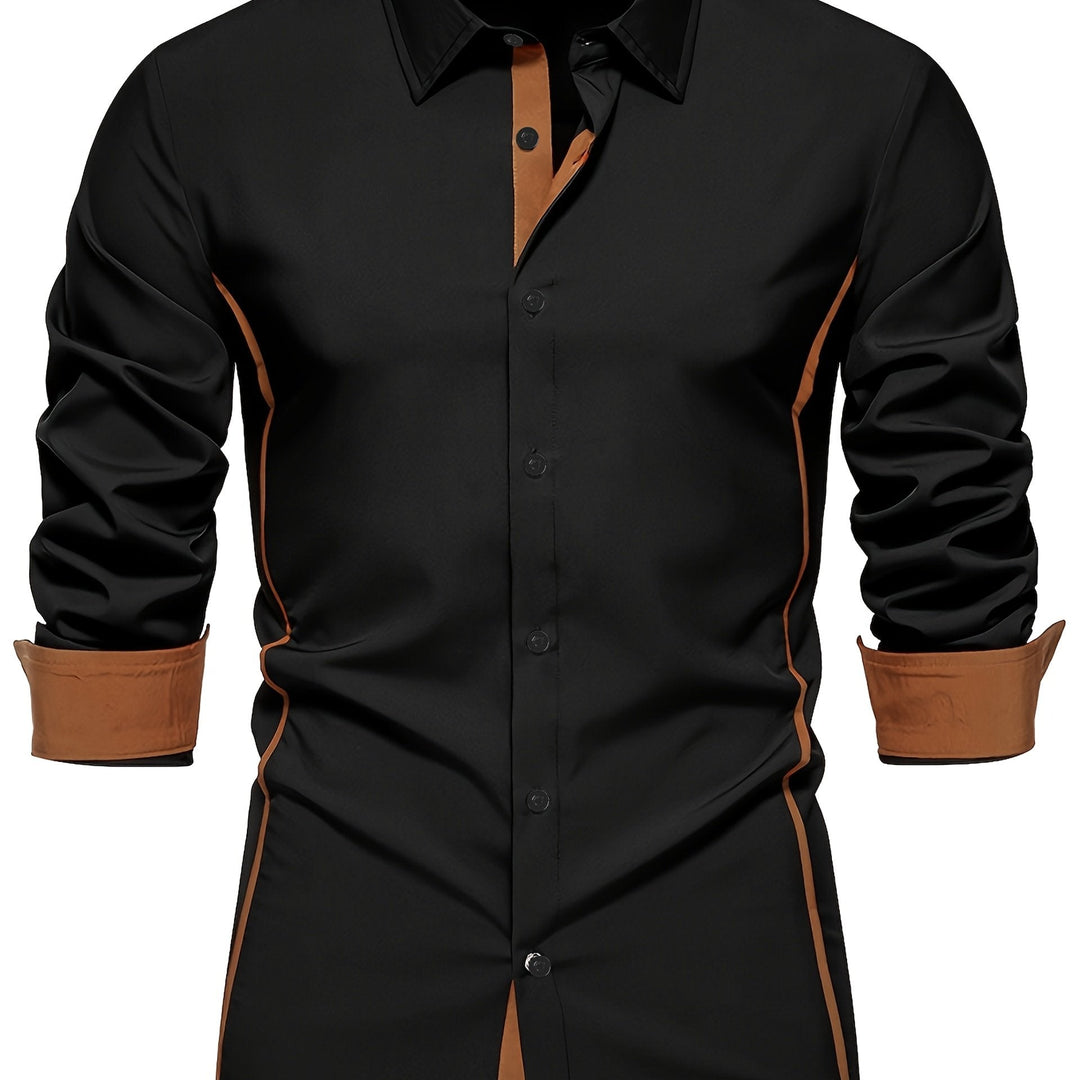 Contrast-Trim Slim Shirt for Men, Plus Size