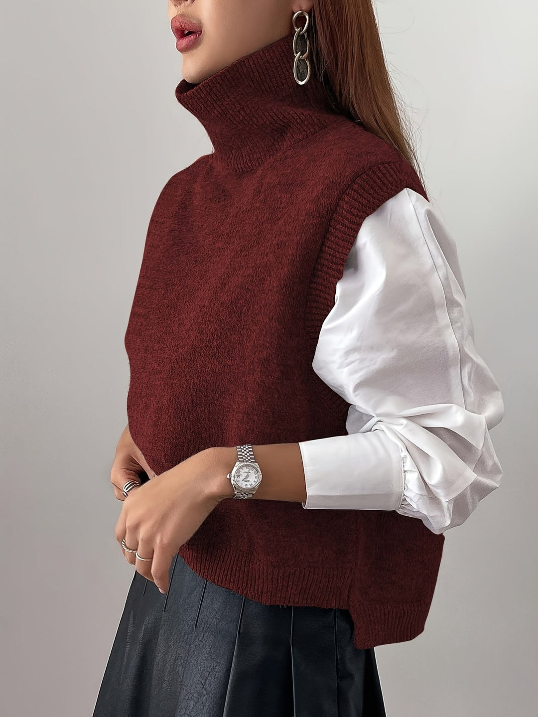 High-Neck Sweater Vest for Women