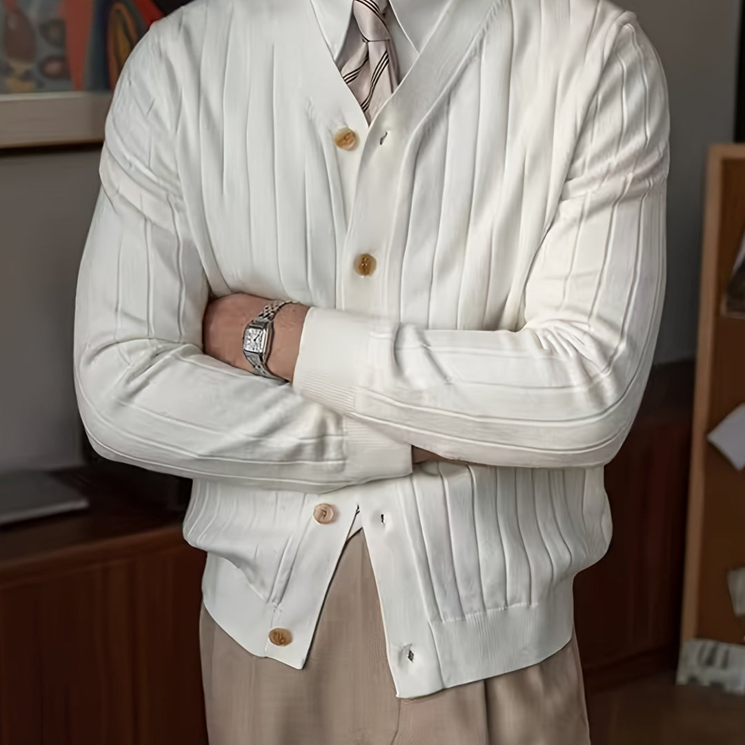 Men's Ribbed Button-Up Cardigan