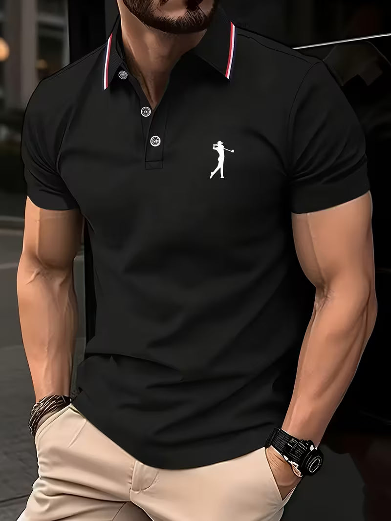 Short-Sleeve Golf Printed Shirt for Men, Casual Style
