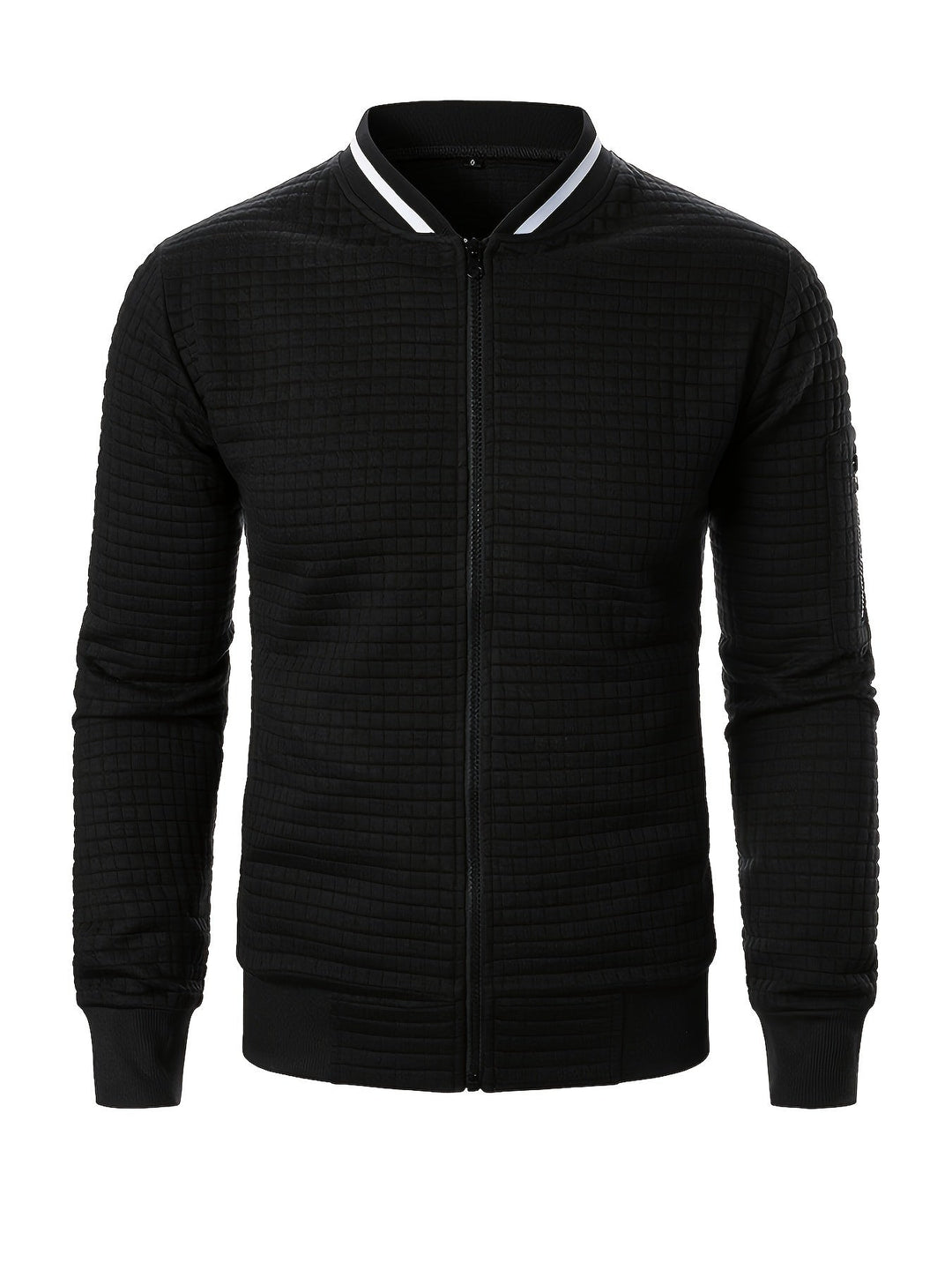 Textured Zip-Up Bomber Jacket for Men, Plus Size