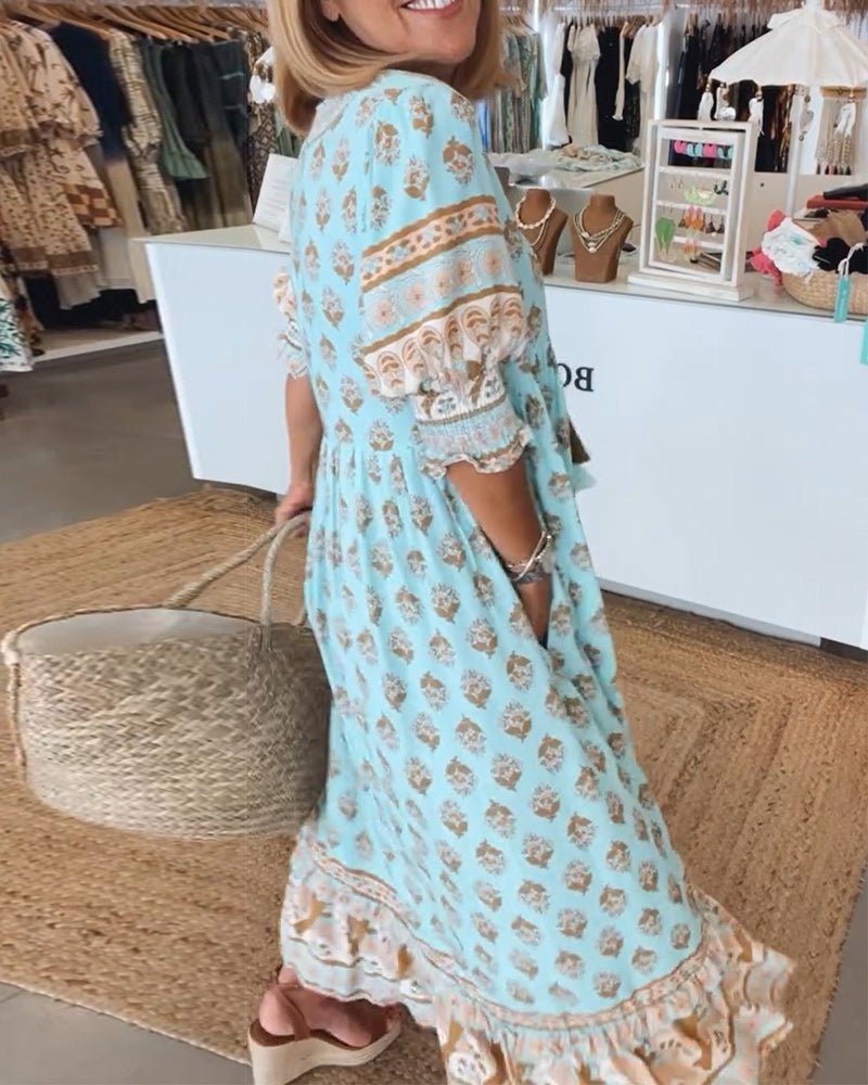 Chic Floral V-Neck Dress for Women
