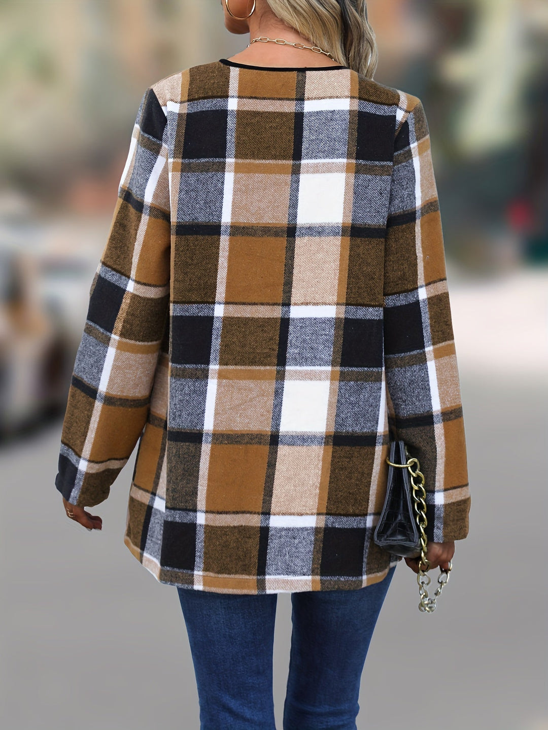 Women's Draped Plaid Jacket