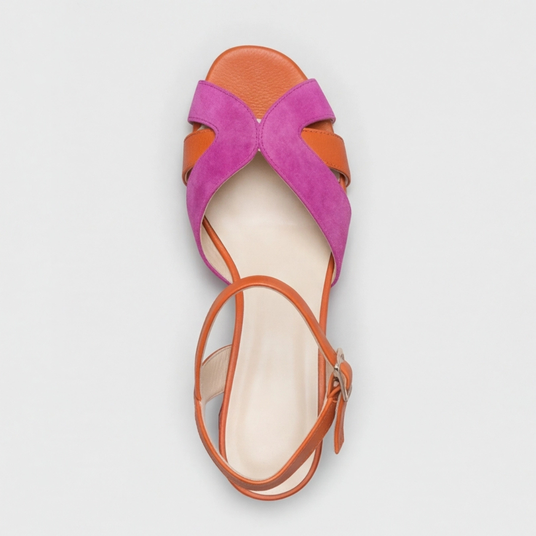 Orthopedic Color Block Chunky Heels for Women, Arch Support