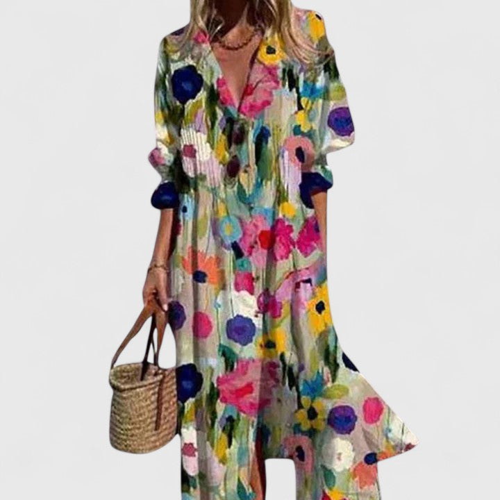 Multicolor Boho Dress for Women, Elegant Style