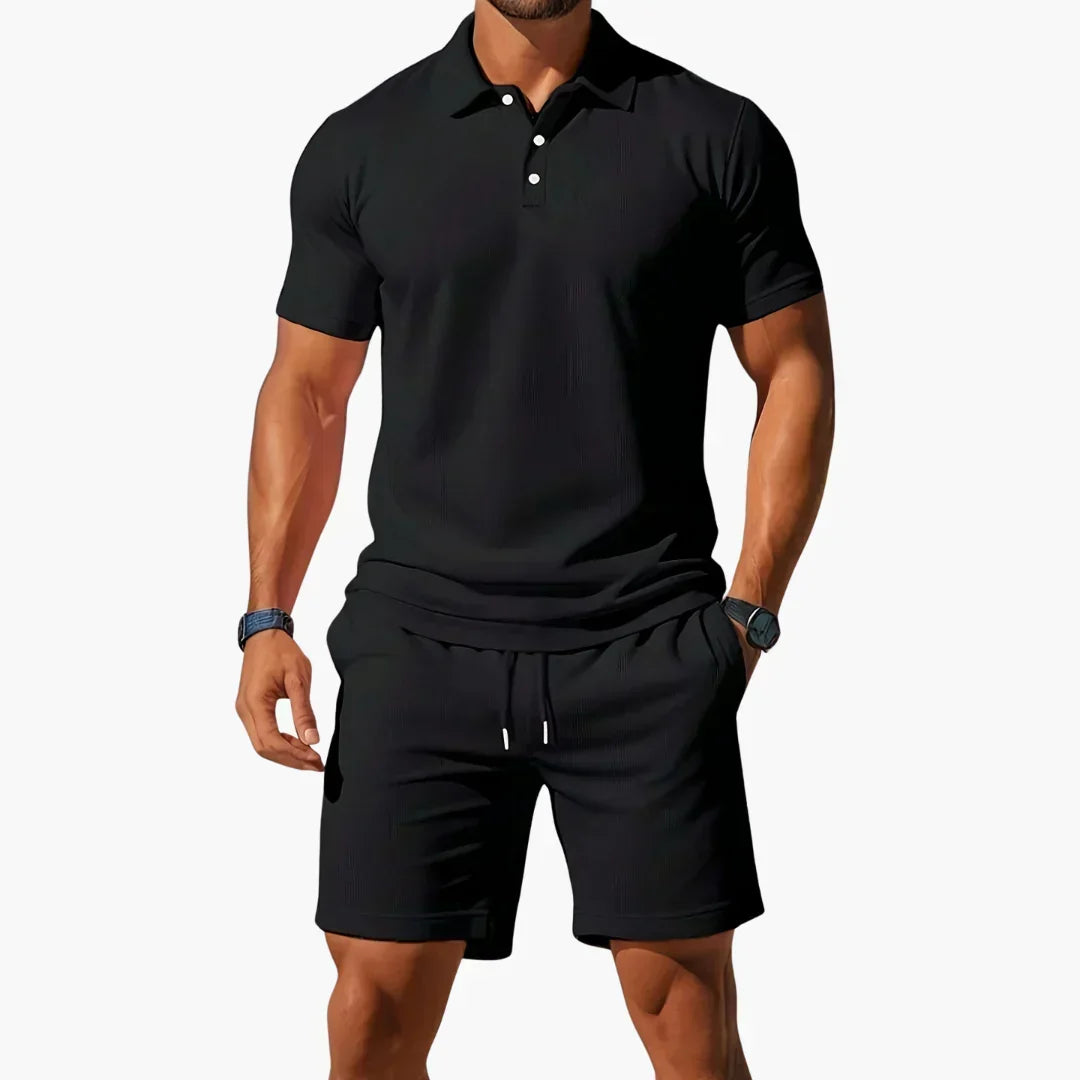 Summer Polo & Shorts Set for Men, Plus Size