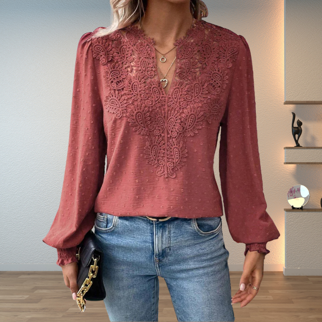 Lace-Trim Blouse for Women, Elegant Style