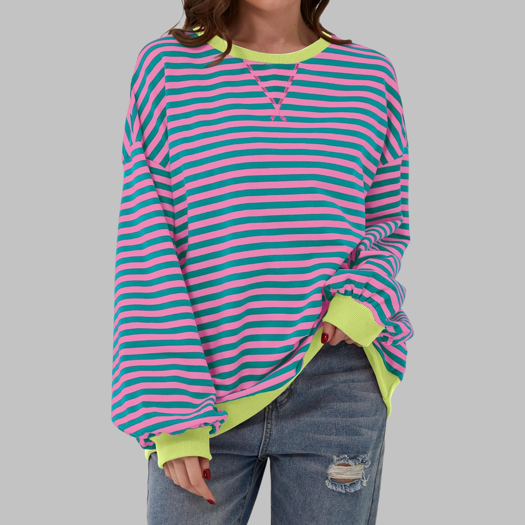 Casual Long Sleeve Striped Sweatshirt for Women