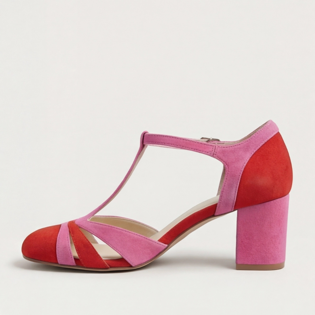 Closed Toe T-Strap Heels, Women's Modern Fit