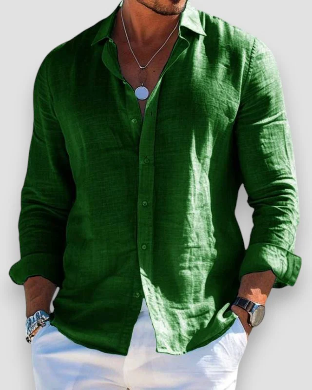 Casual Summer Long Sleeve Shirt for Men, Plus Size