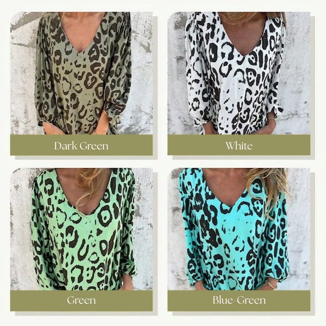 Stylish Long V-Neck Leopard Dress for Women, Plus Size