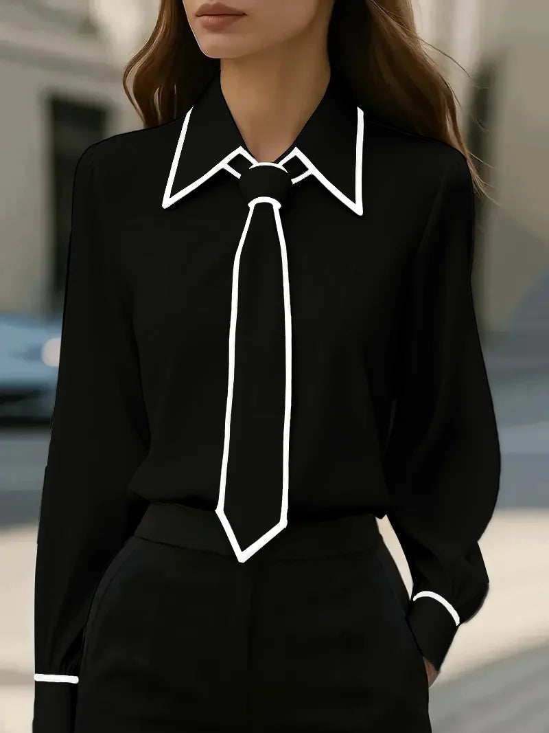 Contrast Tie Blouse for Women