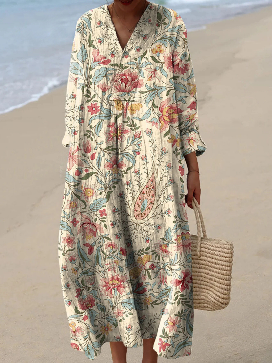 Vintage Lovely Floral Art Print Dress for Women, Plus Size