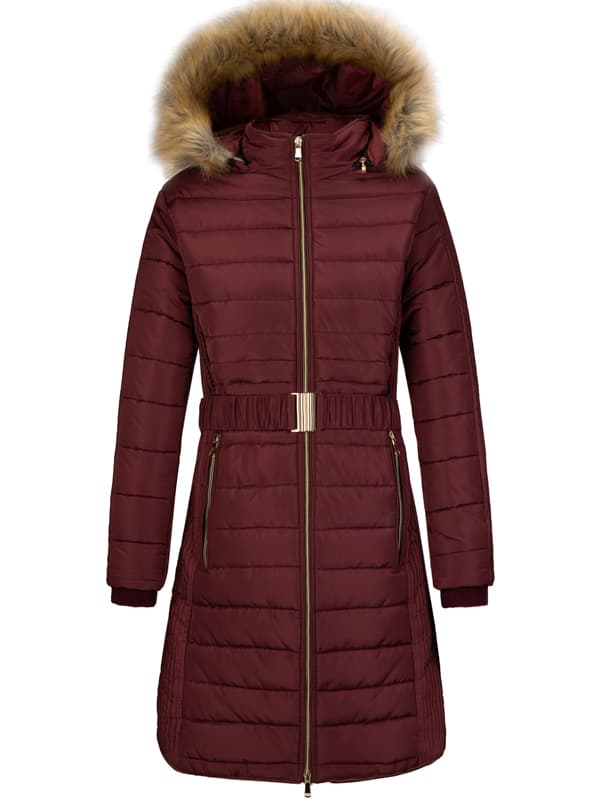 Women's Hooded Quilted Faux Fur Winter Jacket