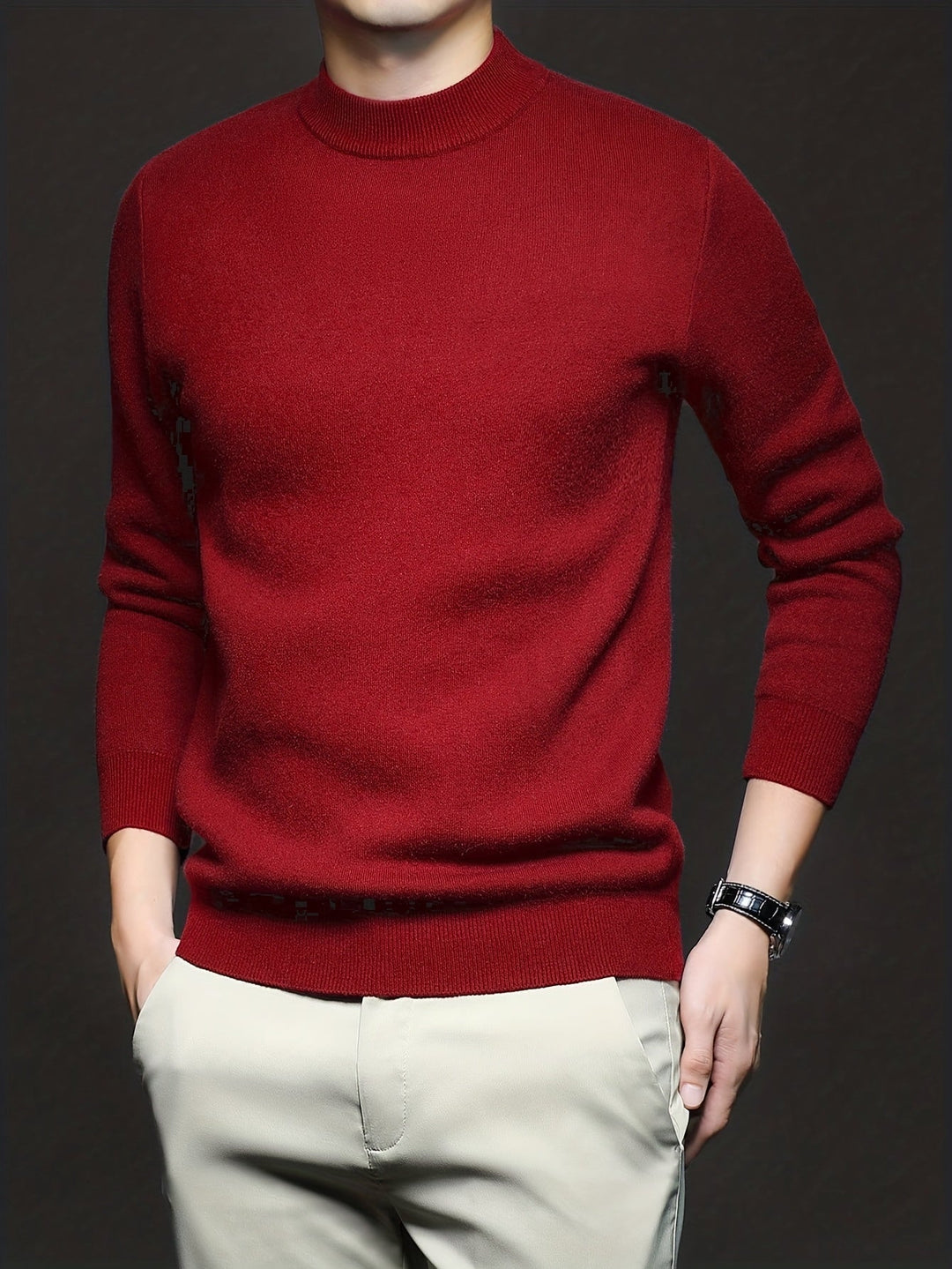 High-Neck Sweater for Men, Refined Style