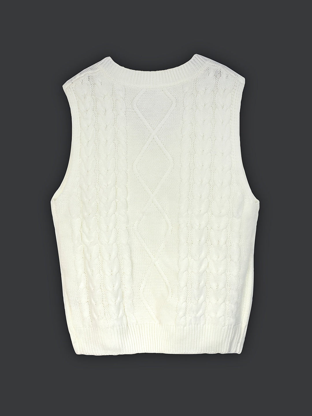 Ladies Cozy Cable-Knit V-Neck Sweater Vest