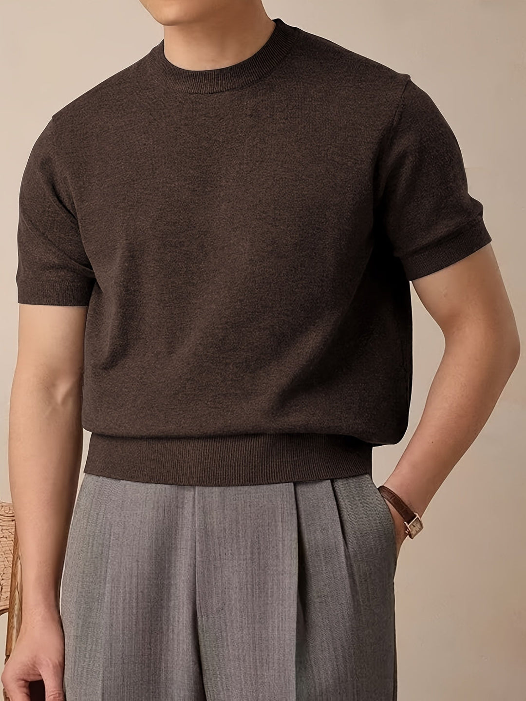 Short-Sleeve Knit Top for Men, Refined Style