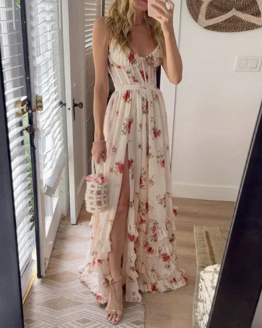 Elegant Floral Sleeveless Dress for Women