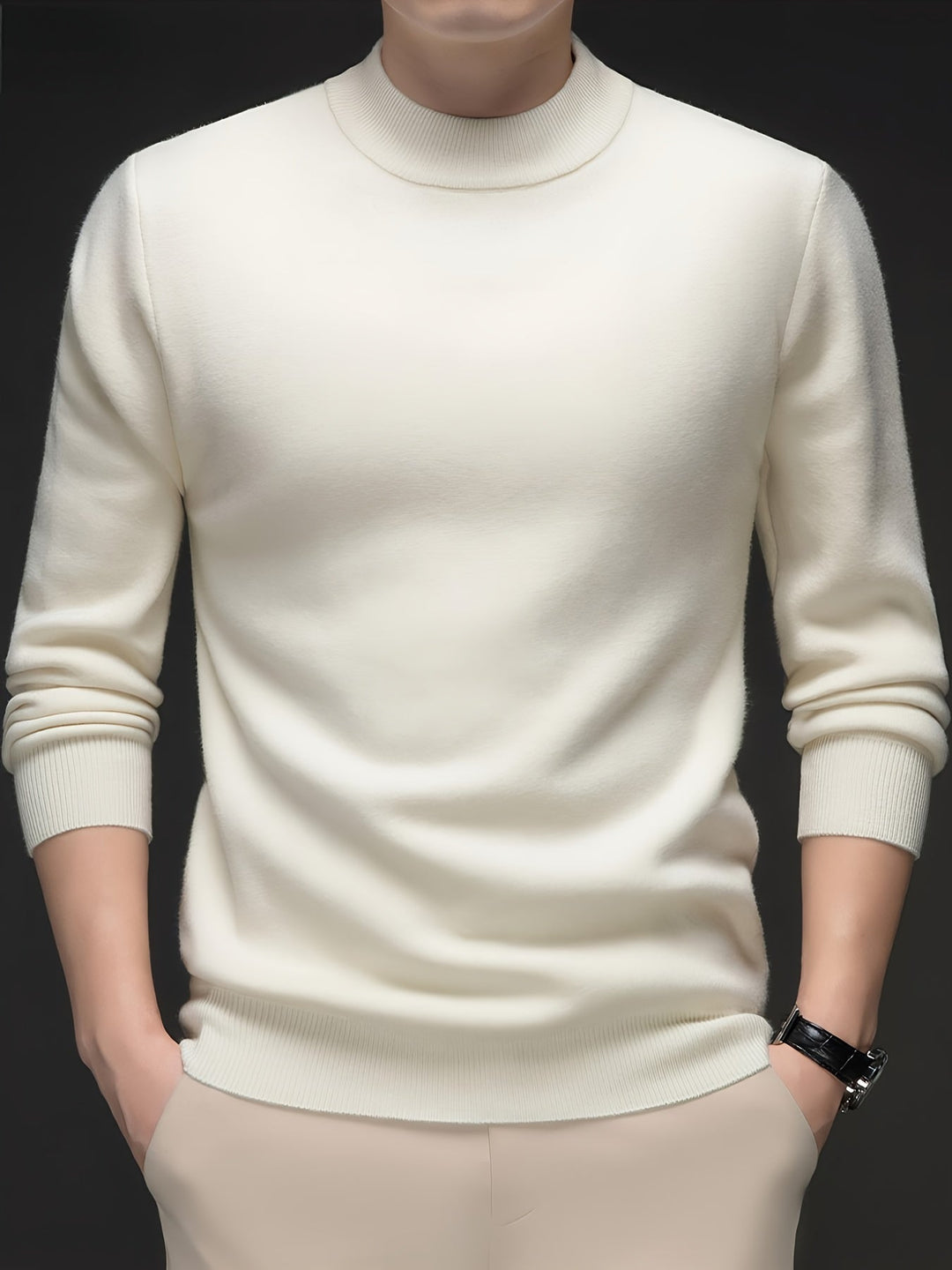 High-Neck Sweater for Men, Refined Style