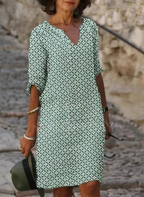 Vintage Split-Neck Summer Dress for Women