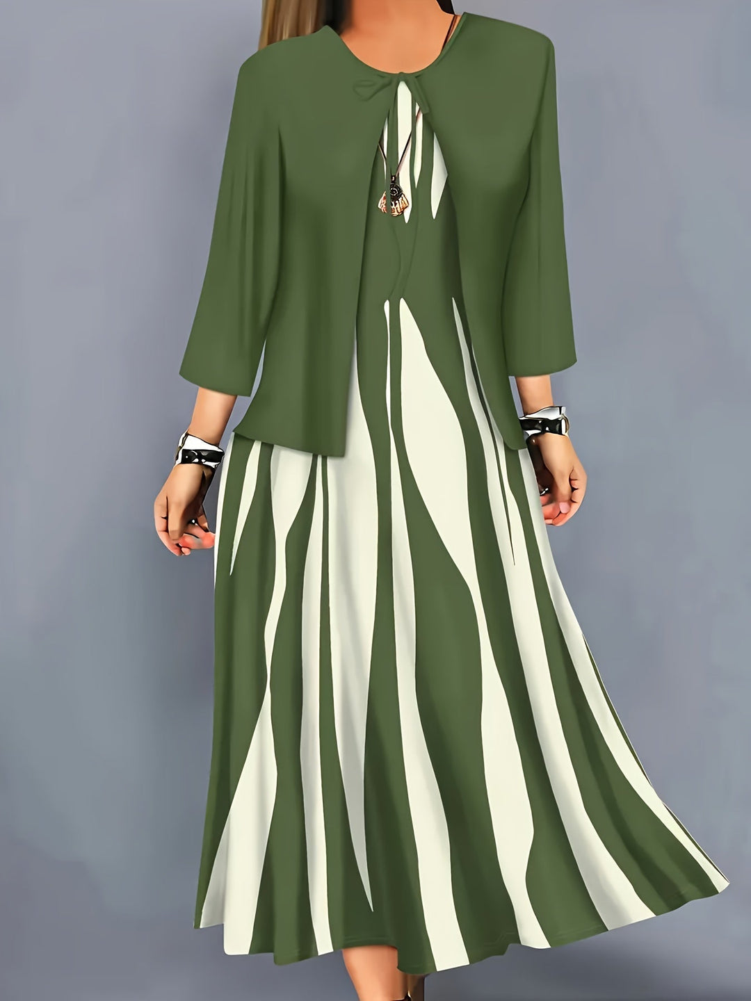 Two-Piece Elegant Dress Set for Women, Plus Size