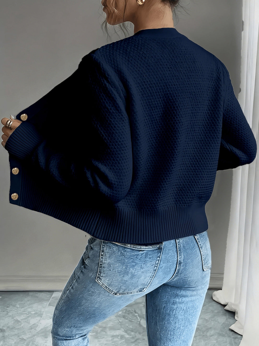 Cable-Knit Button-Front Cardigan for Women