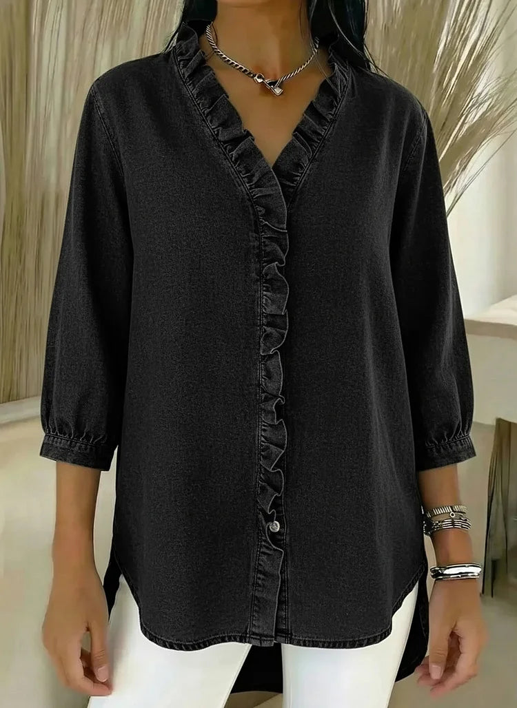 Ruffle Mid Sleeve Blouse for Women, Stylish Style