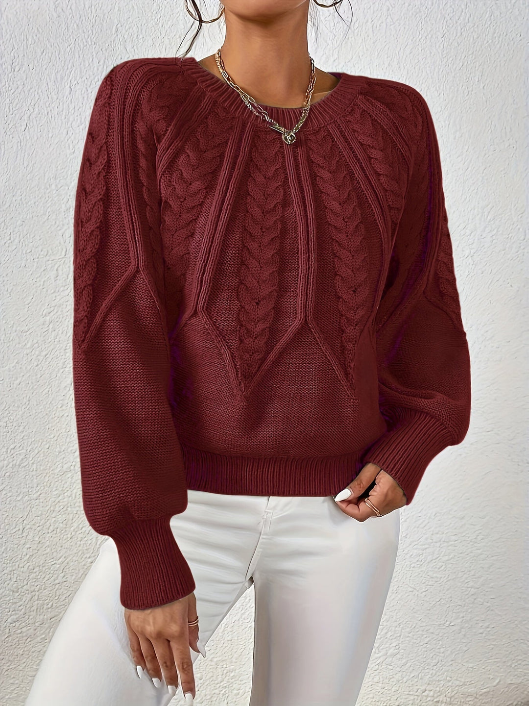 Relaxed Cable-Knit Sweater for Women