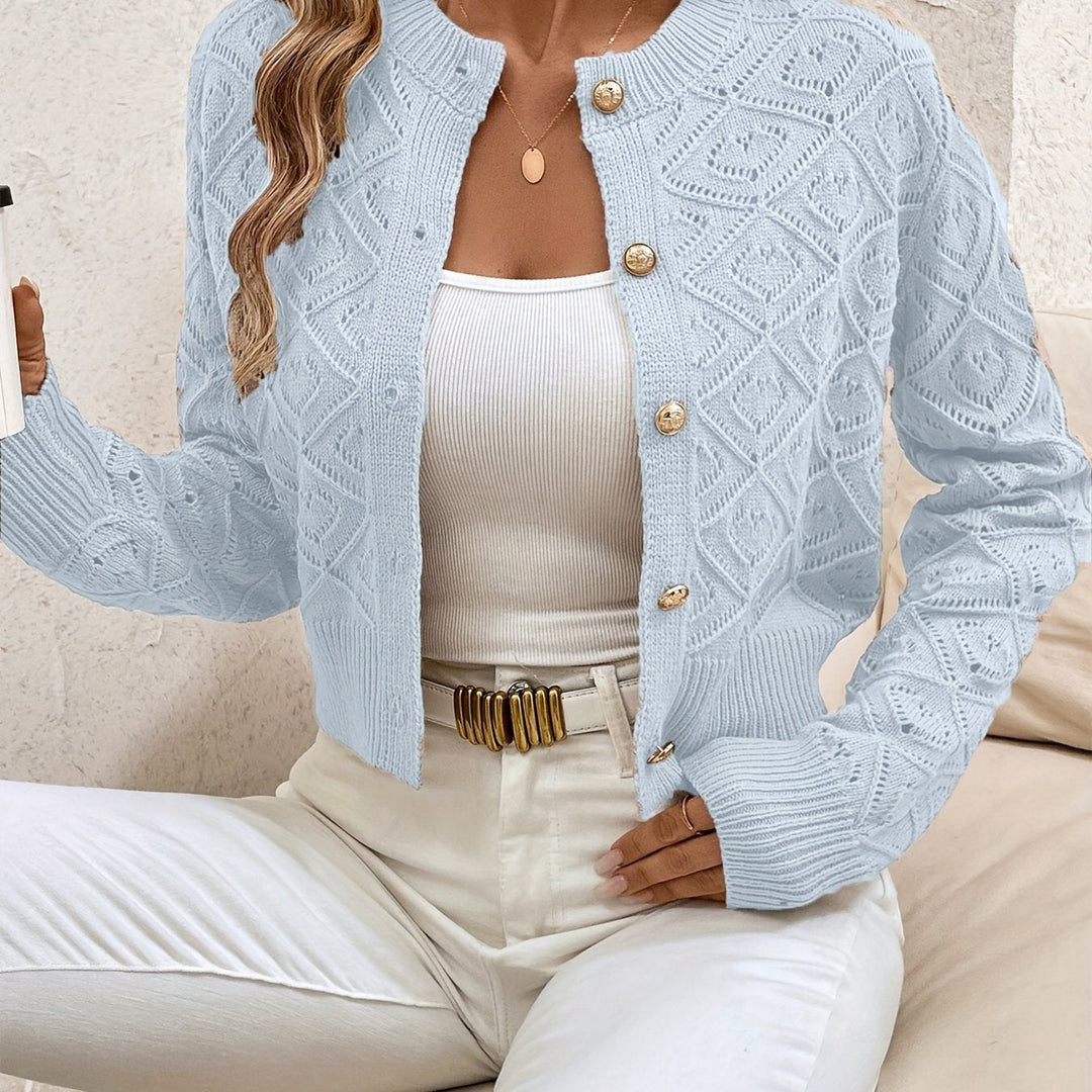 Textured Button-Front Cardigan for Women