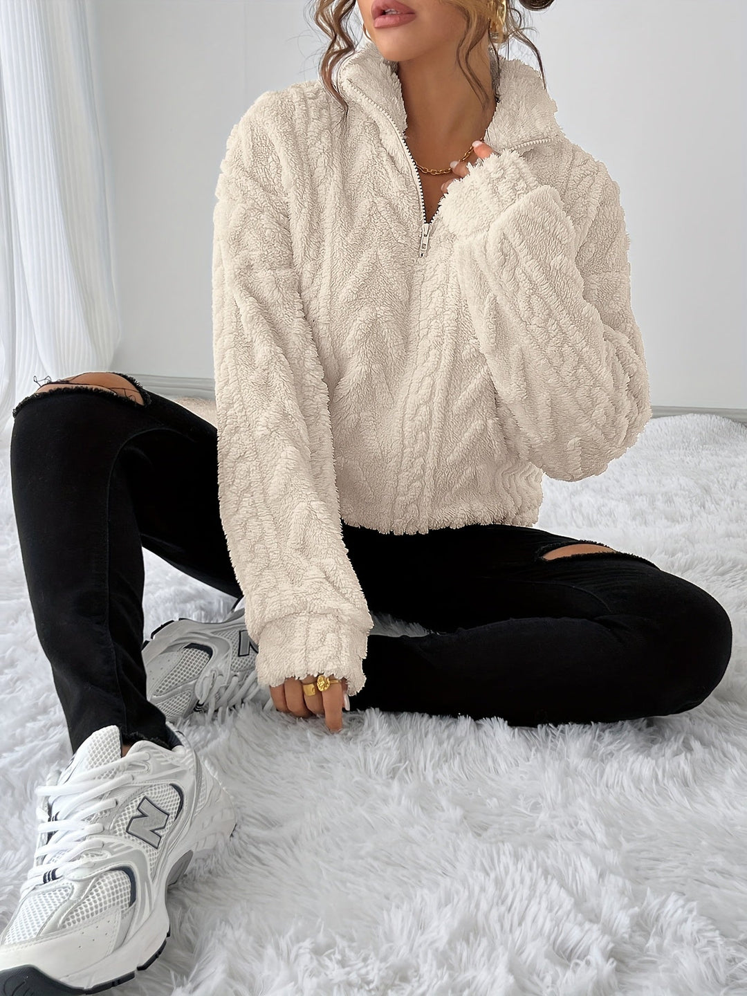 Textured Pullover for Women, Cozy Style