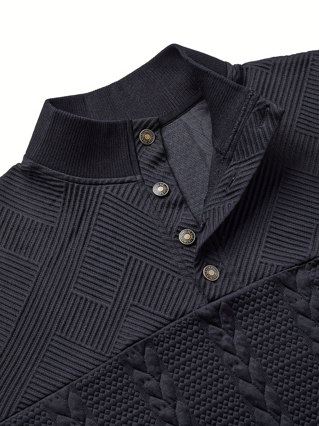 Textured Stand-Collar Pullover for Men